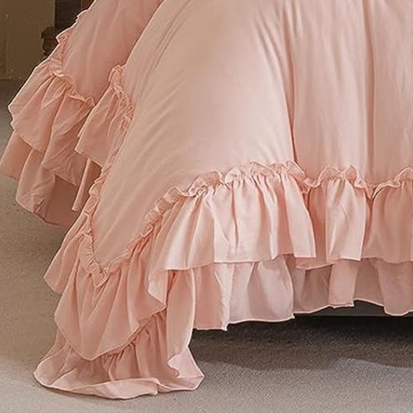 Petal Pink Twin Size Bed Comforter Set Blush French Shabby Chic Bedding New - Picture 7 of 11